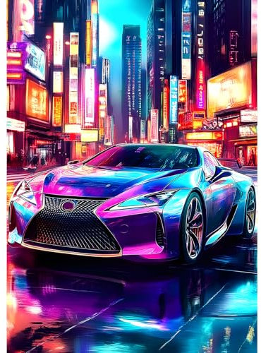MXJSUA Peinture Diamant Adulte, Voiture De Sport Urbaine Diamond Painting 5D Complet, Diamant Kits, Diamant Strass Point de Croix Cristal Painting pour Murale Décoration 30x40cm