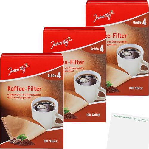 usy Bundle für Jeden Tag Kaffeefilter Gr.4 naturbraun 3er Pack (3x100Stk) + usy Block