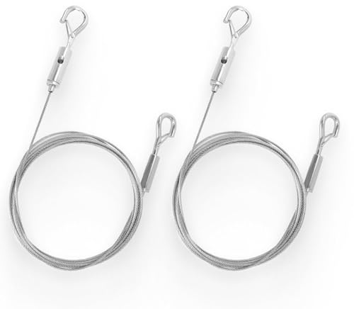 2 Stück Edelstahl Drahtseil Aufhängung, verstellbares 2m x 1,5mm Stahlseil Set zum Aufhängen von Bildern, Spiegeln, Lampen, Panels und Dekoration – rostfrei, langlebig, einfach montierbar