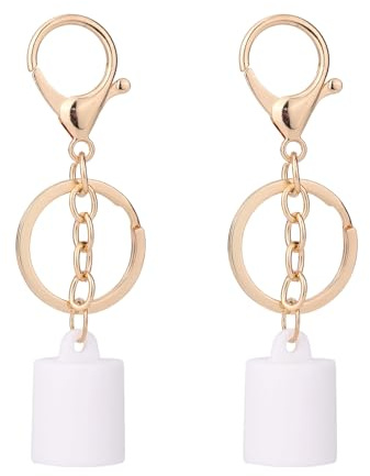 Goktvai 2pcs Lipgloss Holder Keychain for Summer Fridays, Lip Gloss Cap and Holder Set with Keyring Portable Bags Lipbalm Keys Chain Accessories for Summer Fridays 0.5 oz Lip Balm On-the-Go Touch-Ups