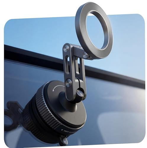 Vakuum Handyhalterung Auto Magnet für Magsafe Autohalterung, Faltbar & 360° Drehbar, 24X N55 Magnete KFZ Handy Halterung Auto mit Saugnapf für iPhone 17 16 15 14 13 Pro Max & Alle Smartphones