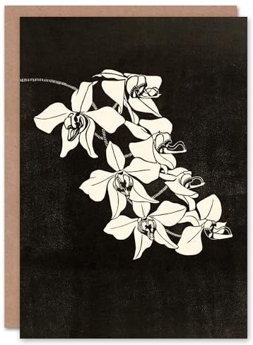Artery8 Samuel J De Mesquita Art Card Black and White Orchid Flower