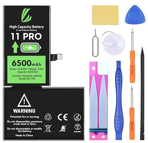 LL TRADER Battery for iPhone 11 Pro, 6500mAh High Capacity Lithium Polymer Battery with All Repair Tools