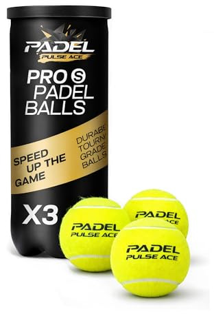 PADEL PULSE ACE Padel Balls 3 Pack – Pressurised Padel Tennis Balls with Premium 57% Wool Felt, Consistent Bounce & Long-Lasting Performance for Training, Club & Match Play