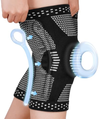 Fefod Kniestütze, 2 Komprimierte Kniebandage mit Patella Gel Pads & Feder Seitenstabilisatoren, Orthopädische Kniestütze,Sport Bandage Knie für Laufen, Meniskusriss, Arthritis, Gelenkschmerzlinderung
