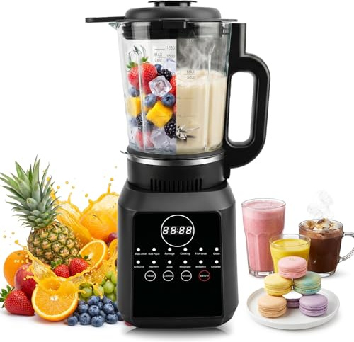 Blender chauffant 1,7L, Soup Maker 12 programmes, Bol en verre | Mixeur chaud et froid avec 14 lames, départ différé, maintien au chaud et nettoyage automatique pour soupes et boissons