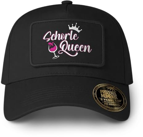 Prozente Momente Schorle Queen - Cap mit Patch - 5 Panel Baseball Cap mit abnehmbarem Klett-Patch und verstellbarem Snapback-Verschluss Unisex – Party Accessoire für Malle, Ballermann, Festival, JGA