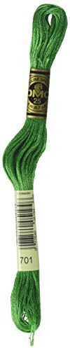 DMC 117-701 Six Stranded Cotton Embroidery Floss, Light Christmas Green, 8.7-Yard