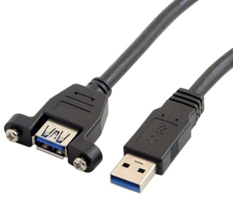 CY - Cavo di prolunga USB 3.0 tipo A maschio a femmina, con viti per montaggio a pannello, 50 cm
