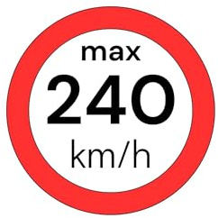Geschwindigkeitsaufkleber 240 km/h 1 Einzelaufkleber für M+S Winterreifen | Rückstandslos entfernbar, lichtbeständig, hitzefest, reißfest, Innenraum, Spezialkleber, Werkstattbedarf