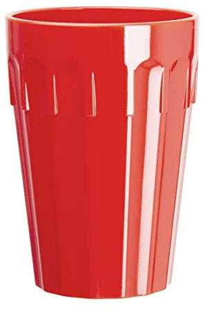 Olympia Kristallon Plastic Tumblers Red 253.8ml (12 Pack) - Reusable Drinking Cups for Schools, Parties, Hospitals CB778