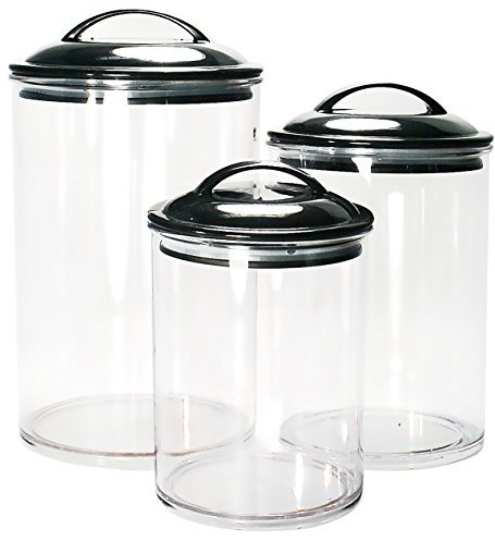 Calypso Basics by Reston Lloyd Acrylic Storage Canisters, Set of 3, Black