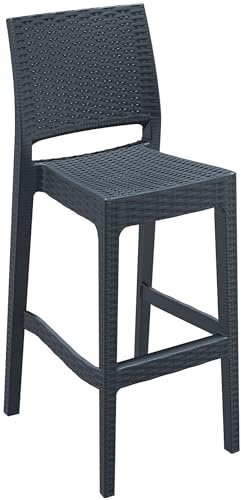 CLP Barhocker Jamaica Aus Polyrattan I Stapelbarer Garten-Hocker I 75 cm Sitzhöhe, Farbe:dunkelgrau