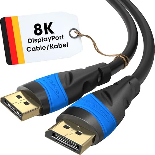 KabelDirekt – 8K/4K DisplayPort Kabel – 2m – DP Kabel, in Deutschland entwickelt – Erhältlich in 0,5-10m (Display Port Monitorkabel für PC/Laptop, 8K@60Hz, Gaming bei 144Hz, Dolby Audio, schwarz)