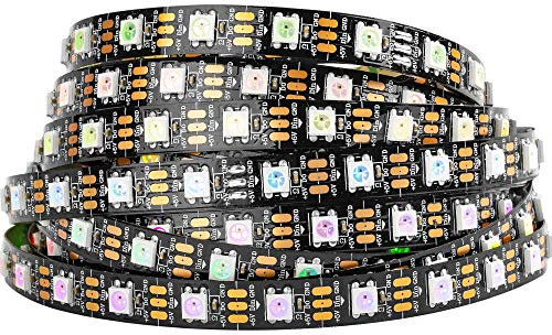 BTF-LIGHTING WS2812B 5M 60 LEDs/Pixels/m 300LEDs RGB Schwarz PCB Streifen mit 5050 SMD LEDs 5V IP30 Nicht Wasserdicht(Nicht inhalt Netzteil und Controller)