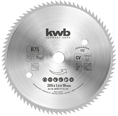 kwb Lame de scie circulaire 205 x 18 mm, fabriquée en Allemagne, coupes très fines, convient pour les panneaux de bois, le bois profilé et le bois tendre