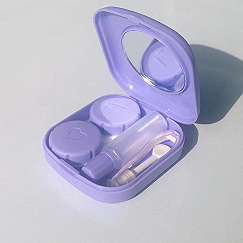 Gemini_mall® Pocket Size Pink Mini Contact Lens Travel Kit Case (Purple)