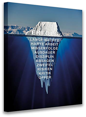 PICSonPAPER Leinwandbild 70 cm x 100 cm, Eisberg des Erfolgs, Geschenk, Motivationsposter, Motivations-Leinwand, Kunstdruck, Motivationsbild, Startup, Entrepreneur (70 cm x 100 cm)