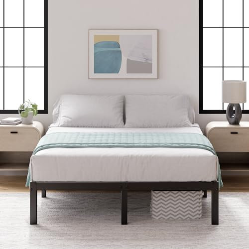 Zinus Yelena Bett 180x200 cm - Höhe 36 cm mit Stauraum unter dem Bett - Metall-Plattformbettrahmen mit Stahl-Lattenrost - Schwarz