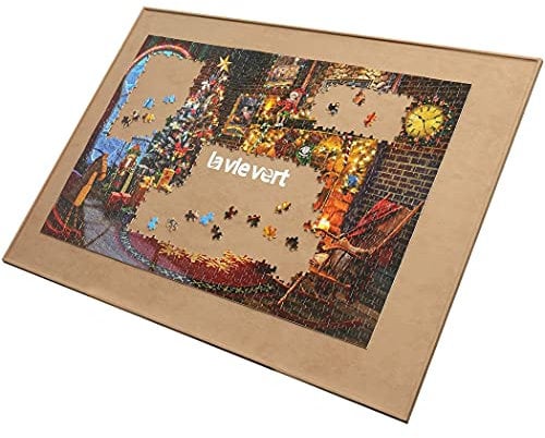 LAVIEVERT Holzpuzzle-Brett, Puzzle-Aufbewahrung, Puzzle-Sparer mit Rutschfester Oberfläche für bis zu 1500 Teile - Khaki