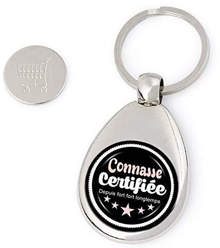 Porte clés jeton de caddie Connasse Multicolore
