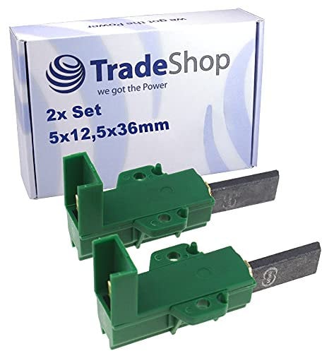 Trade-Shop 2 x Motor Carbon Brushes Abrasive Carbon Pins 5 x 12.5 x 36 mm with Holder for Many Beko Washing Machines such as WM6167W WM6355W WM7127W