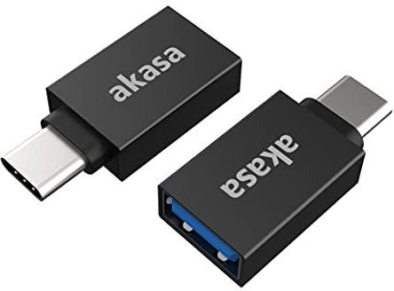 Akasa USB Type-C Male to USB Type-A Female Adapter | USB 3.2 Gen 2 | Up to 10 Gbps | Support Fast Charge | Compatible with Power bank, PC, Laptop, Phone, Tablet | 2 Pack | Black | AK-CBUB62-KT02