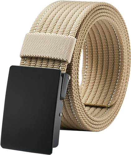 LionVII Gürtel für Herren mit Metallschnalle, Arbeitsgürtel Verstellbarer Tactical Military Stoffgürtel 130cm (Weizen)