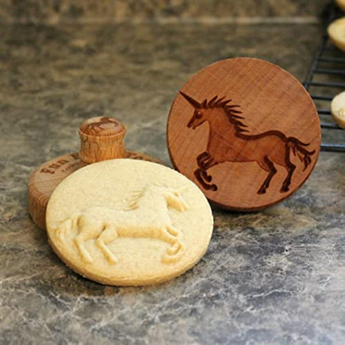Fun Food Tools, Wood Cookie Stamp, 2.5 Inch (Unicorn CS-025)