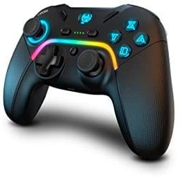 KROM KAYROS - Gamepad inalámbrico, diseñado para competición, botones configurables y macros, LED RGB, PC, SWITCH, ANDROID, IOS, soporte smartphone, negro