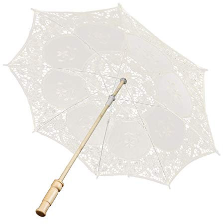 mumisuto White Wedding Umbrella, West Style Bridal Lace Umbrella Parasol Banquet Stage Photography Prop, for Wedding Party Decor Stage Performance Photography Use (Beige Large)