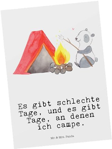 Mr. & Mrs. Panda Postkarte Panda Campen - Geschenk, Hobby, campen gehen, Schenken, Zelten, Dankeschön, Ansichtskarte, Campingplatz, Einladungskarte,