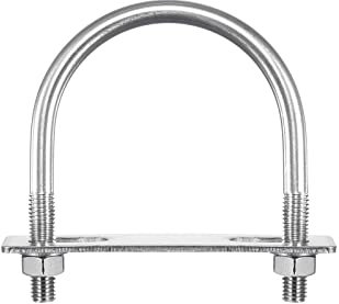 sourcing map Round U-Bolts, 2 Sets 50mm(1.97) Inner Width 82mm Length M10 304 Stainless Steel U Clamp Bolt with Nuts Washers and Plates, for Boat Trailer