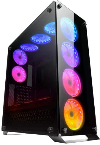 SIMPLETEK - Case Gaming Full Tower Nero Con Vetro Trasparente RGB | ATX MICRO-ATX MINI ITX TOWER CABINET