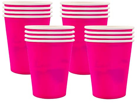 16 vasos de papel de fiesta de color rojo rosa de 9 onzas, vasos de papel rojo rosa, decoración de mesa de fiesta para bebidas calientes, pícnic, cumpleaños, baby shower, graduación, boda, cumpleaños,