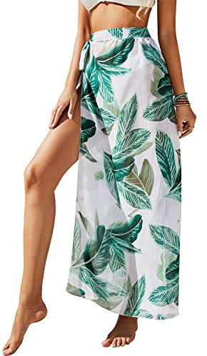 Pareo Playa para Mujer Vestido Largo Bohemio, Vestido Falda de Playa de Verano, Pareo de Playa para Mujer, Bikini Cubierta Sarong, Chal de Gasa Vestido Envolvente para Playa Piscina Vacaciones (D)