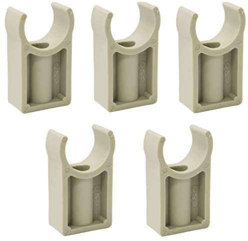 AERZETIX - C66830 - Set di 5 morsetti/clip di fissaggio semplice Ø25mm - PPR/polipropilene/ - supporto a parete/pavimento per tubo acqua Ø25mm - impianto idraulico riscaldamento sanitario montaggio
