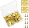 Thinp 50 Small Hinges for Jewelry Box, Wooden Crafts, Dollhouse Door, Cabinet - Mini Hinges With 200 7mm Screws, Retro Bronze Finish (Gold)