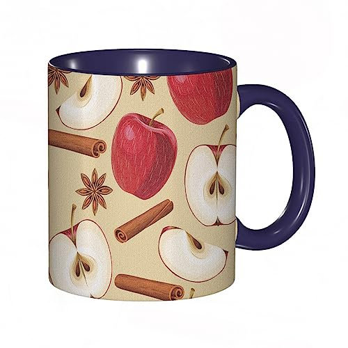Tasse Keramik Früchte Geviertelte und halbierte Äpfel mit Zimtstangen und Sternanis-Diät-Rezept.Ci Kaffeetassen Große 330ml Mit Henkel 100% Handbemalt Trinkgläser Mit Griff Personalisierte Geschenk