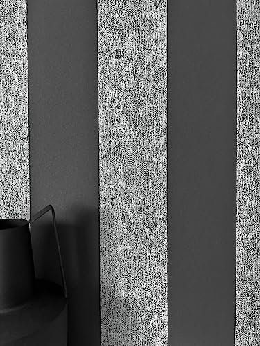 NEWROOM Tapete Schwarz Vliestapete Streifen - Streifentapete Modern Grau Linien Streifen Landhaus Linien inkl. Tapezier-Ratgeber