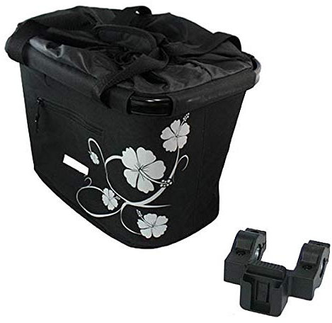 Lenkerkorb Fahrradkorb Fahrrad Korb vorne - abnehmbar - faltbar - Blue Bird Hibiskus - mit Quick-Clip Halterung - ca. 20 Liter Volumen- für eBike geeignet