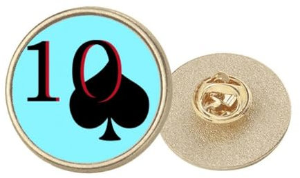 Peace Spade Brosche 10 Poker rund Metall goldfarben, M, Metall