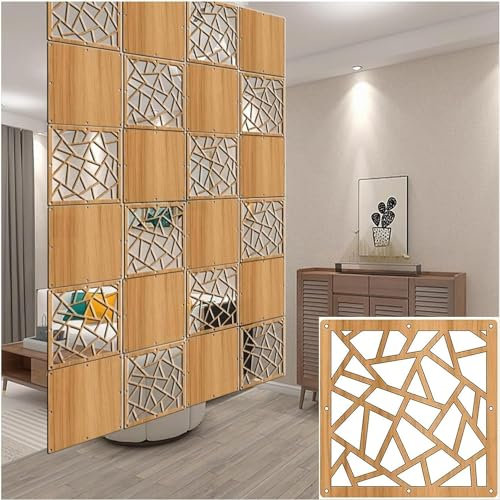 SAFWEL Paravent Séparation Pliable Panneaux de séparation de pièce à Suspendre 1-100 pièces Panneaux d'écran en bois-plastique bricolage avec tous les accessoires, Cloison de séparation pliante pour m