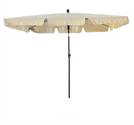 AKORD Parasol de Jardin Exterieur Rectangulaire FLOKS | 125x200x235 cm Parasol Inclinable avec protection UV | Imperméable Coupe-Vent Pare-Soleil | Balcon Jardin Patio | Beige