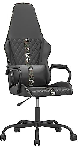 vidaXL Gaming Stuhl Höhenverstellbar Drehbar Chefsessel Bürostuhl Drehstuhl Sportsitz Bürosessel Schreibtischstuhl Schwarz Tarnfarben Kunstleder