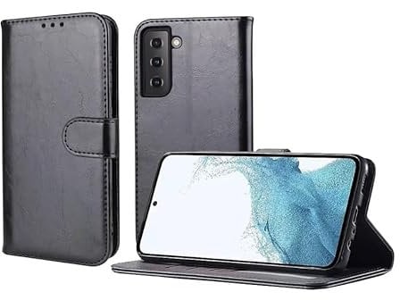 Fia Direct For Samsung Galaxy S9 Case - Premium Leather Folio Flip Cover | RFID-Technology | Kickstand | Money and Card Holder Wallet | Compatible with Samsung Galaxy S9 Phone Case Black