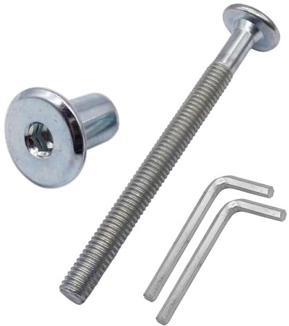 SKIR'CO (10 pièces) Boulons de connecteur de joint en acier zingué M6 x 70 mm avec écrous, boulon de connecteur de meuble, vis à six pans creux