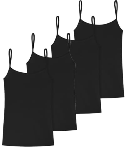 Uncover by Schiesser - Cotton - Spaghetti Top - 4er Pack (XXL Schwarz)