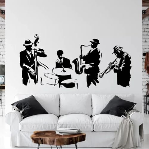 MIXUEXUNLU Jazz Band Wandtattoo Musik Aufkleber Musikinstrument Band Home Office Dekor Musik Studio Jazz Art Decor
