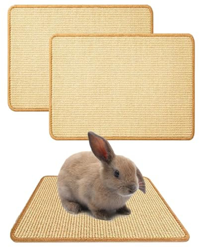 Oncpcare 2 Kratzmatte für Kaninchen, natürliches Kaninchen Krallen und Zahnpflege, Kaninchen-Matten für Käfige, Kauspielzeug für Kaninchen, Haustierkäfig Bettwäsche zum Beißen Schlafen Nisten